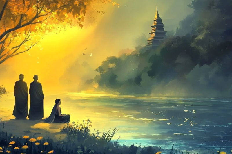 เรื่องเล่าของพระสองรูปกับหญิงสาว: บทเรียนแห่งการปล่อยวาง