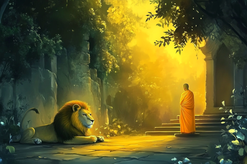 พระกับราชสีห์: พลังแห่งเมตตาที่เปลี่ยนใจผู้เกรี้ยวกราด